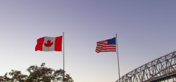 The twin spans of the Blue Water Bridges international crossing between the cities of Port Huron, Michigan and Sarnia, Ontario is one of the busiest border crossings between Canada and the United States.