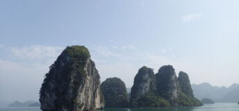 Landscape view of karst islands in Ha Long Bay